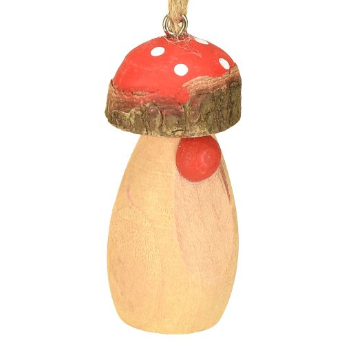 Article Champignon à suspendre en bois blanc, marron assorti 6,5/8cm 8 pcs