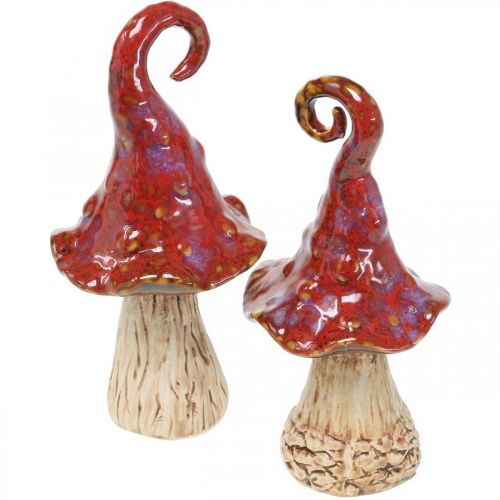 Floristik24 Champignons en céramique forêt magique rouge champignon décoratif décoration en céramique H16cm 2pcs