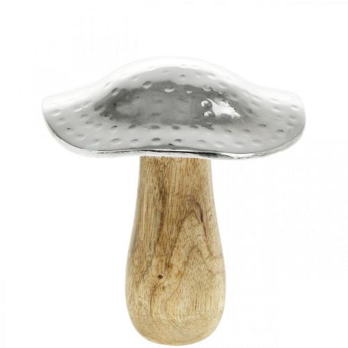 Floristik24 Déco champignon métal bois argent, déco automne naturel 13cm