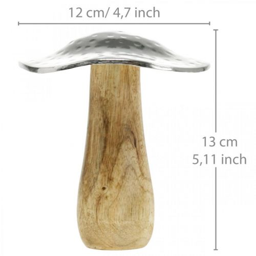 Floristik24 Déco champignon métal bois argent, déco automne naturel 13cm