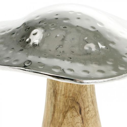 Floristik24 Déco champignon métal bois argent, déco automne naturel 13cm