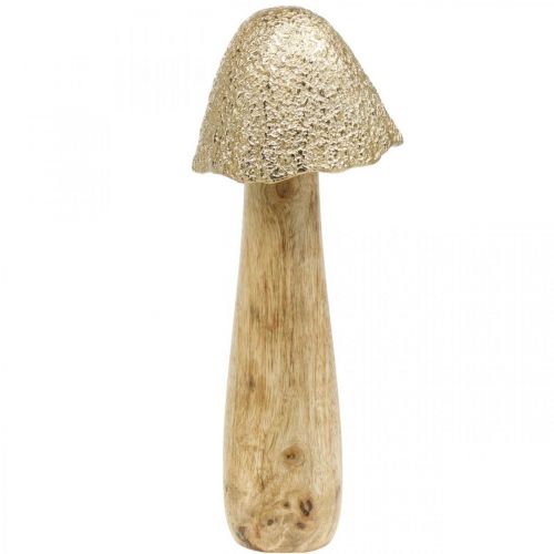 Floristik24 Champignon déco grand métal bois doré, figurine déco nature automne 32cm