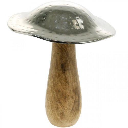 Floristik24 Champignon déco métal bois argent, figurine déco nature automne 18cm