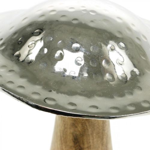 Floristik24 Champignon déco métal bois argent, figurine déco nature automne 18cm