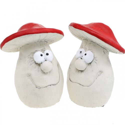 Floristik24 Champignons à décorer, décoration réveillon, champignons des bois, décoration béton rouge, blanc H10cm L12.5cm 2pcs