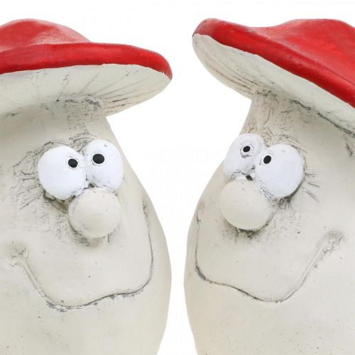 Article Champignons à décorer, décoration réveillon, champignons des bois, décoration béton rouge, blanc H10cm L12.5cm 2pcs