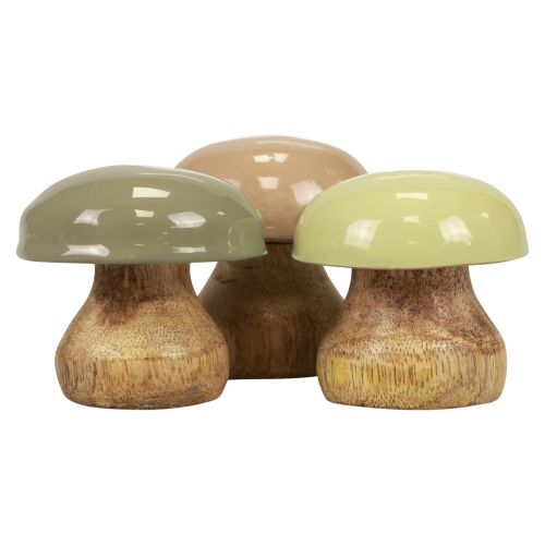 Article Champignons en Bois Déco Champignons Bois Déco Beige, Vert Ø5cm H5.5cm 12pcs