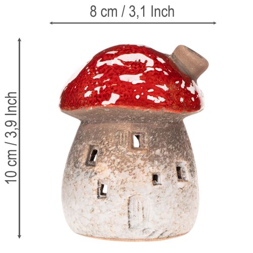 Figurine décorative de maison champignon avec phare et amanite tue-mouches, 10 cm, lot de 2 | Floristik24.fr