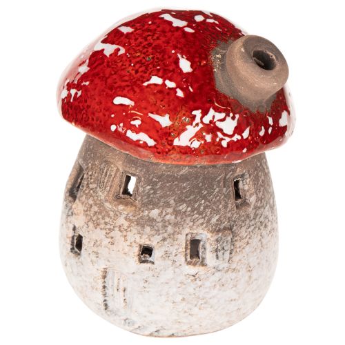 Figurine décorative de maison champignon avec phare et amanite tue-mouches, 10 cm, lot de 2 | Floristik24.fr