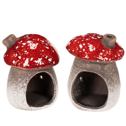 Figurine décorative de maison champignon avec phare et amanite tue-mouches, 10 cm, lot de 2 | Floristik24.fr