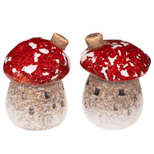 Décoration de maison champignon, amanite tue-mouches miniature de 6 cm, 2 pièces