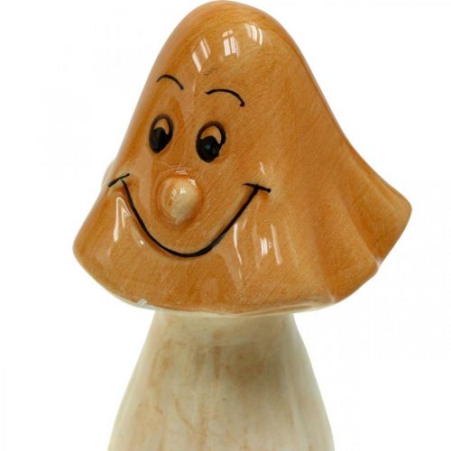 Article Champignons décoratifs en céramique figurines de décoration d&#39;automne marron Ø6cm H10,5cm 3 pièces