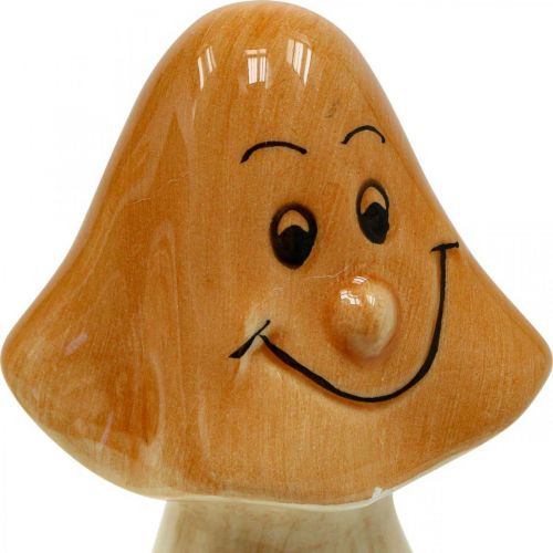 Article Champignons décoratifs en céramique figurines de décoration d&#39;automne marron Ø6cm H10,5cm 3 pièces
