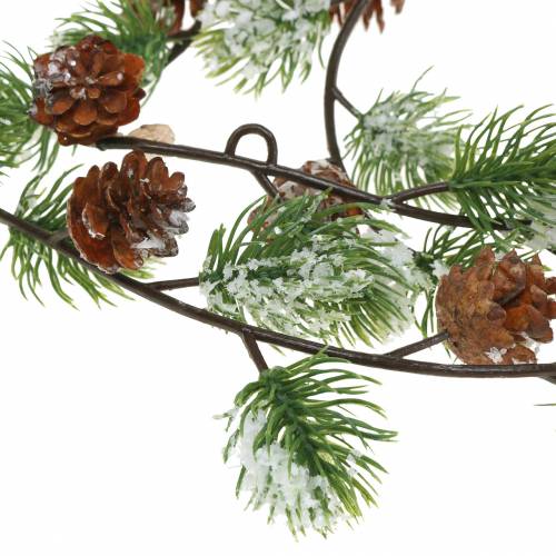 Floristik24 Guirlande de pins avec cônes recouverts de neige 145cm