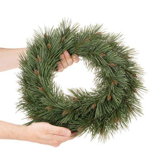Couronne artificielle en branches de pin avec pommes de pin 40 cm | Floristik24.fr