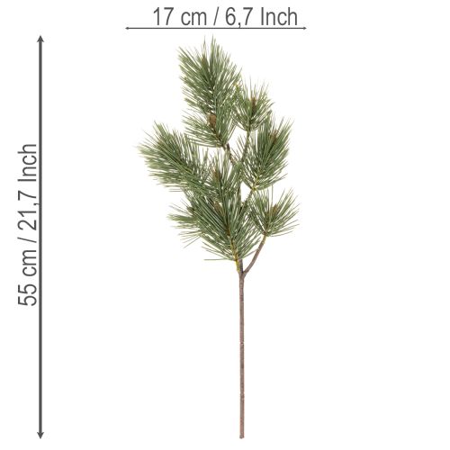 Lot de 3 branches de pin artificielles vertes 55 cm | Floristik24.fr