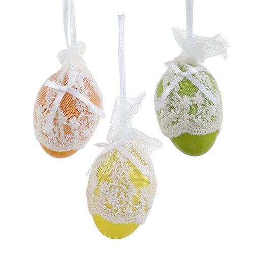 Œufs déco à suspendre avec du tulle 6cm 6P