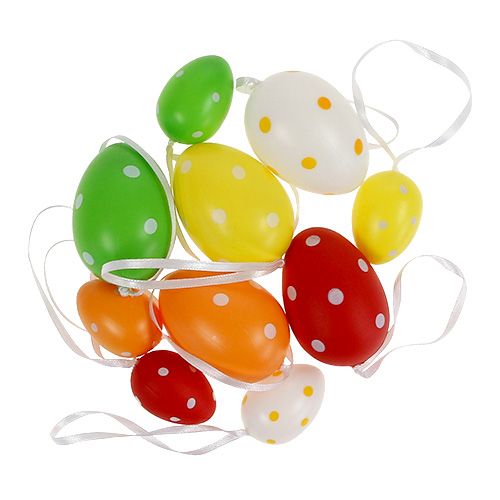 Floristik24 Oeufs en plastique assortis. 4 cm - 6 cm pointillés 22 pièces