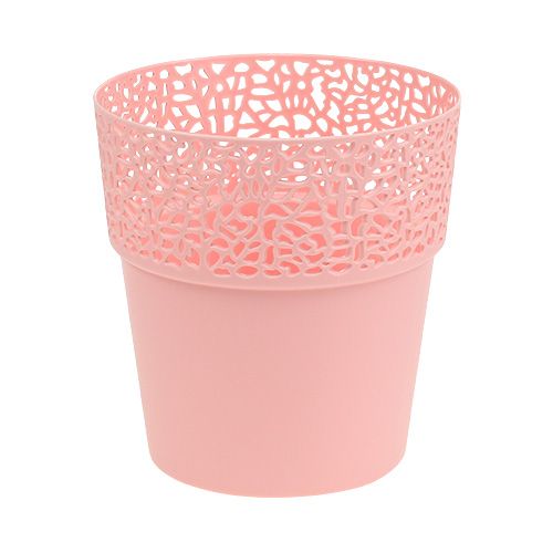 Floristik24 Jardinière en plastique rose Ø14,5cm H15,5cm 1 pièce
