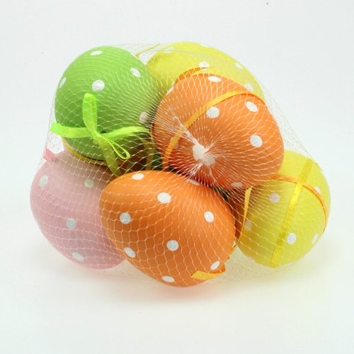 Article Oeufs en plastique à pois assortis. 9,5 cm 8 pièces