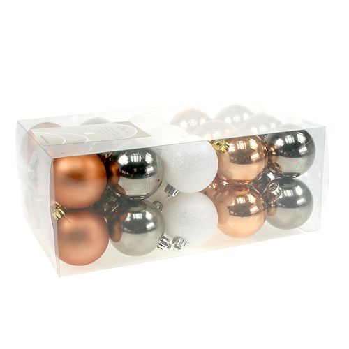Floristik24 Mélange bille en plastique marron, cuivre Ø6cm 30pcs