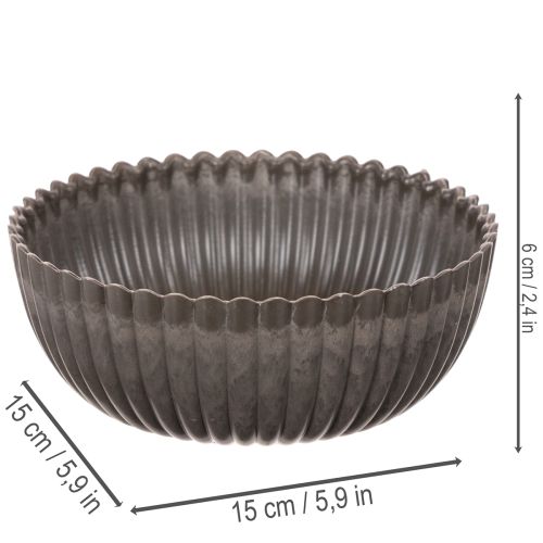 Set de 2 Coupes Décoratives Rondes en Plastique Anthracite 15 cm | Floristik24.fr