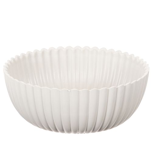 Coupe décorative ronde en plastique blanc 15 cm avec surface rainurée acheter | Floristik24.fr
