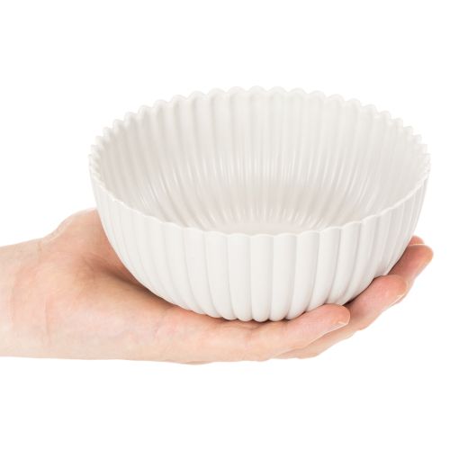 Coupe décorative ronde en plastique blanc 15 cm avec surface rainurée | Floristik24.fr