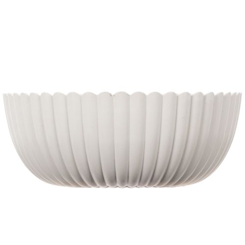 Coupe décorative ronde en plastique blanc 15 cm avec surface rainurée | Floristik24.fr