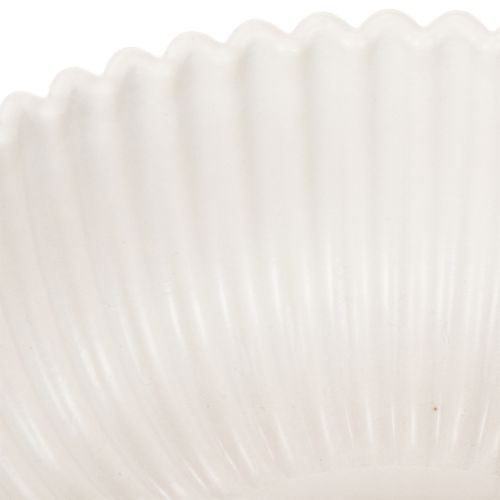 Coupe décorative ronde en plastique blanc 15 cm avec surface rainurée | Floristik24.fr