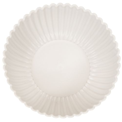 Coupe décorative ronde en plastique blanc 15 cm avec surface rainurée | Floristik24.fr