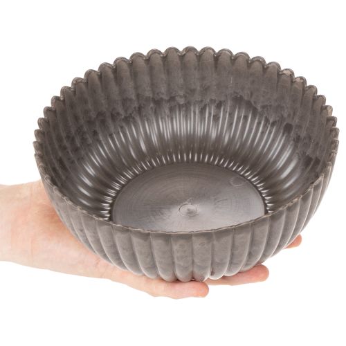 Coupe décorative ronde à rainures en plastique anthracite 20 cm - Lot de 2 | Floristik24.fr