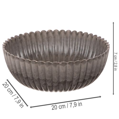 Coupe décorative ronde à rainures en plastique anthracite 20 cm - Lot de 2 | Floristik24.fr