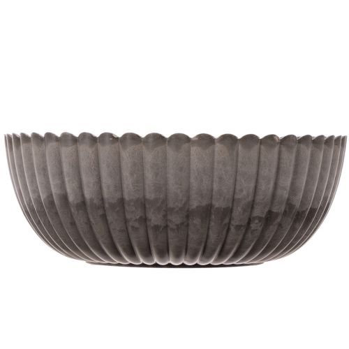 Coupe décorative ronde à rainures en plastique anthracite 20 cm - Lot de 2 | Floristik24.fr