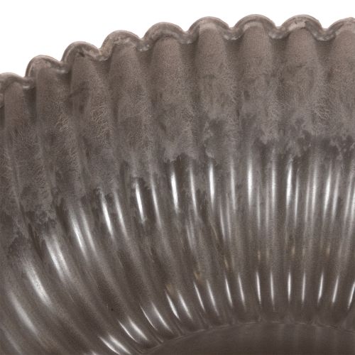 Coupe décorative ronde à rainures en plastique anthracite 20 cm - Lot de 2 | Floristik24.fr