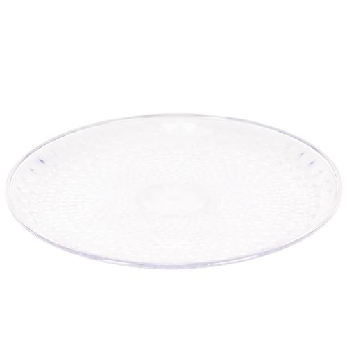 Plateau décoratif transparent rond avec pied 32 cm | Floristik24.fr