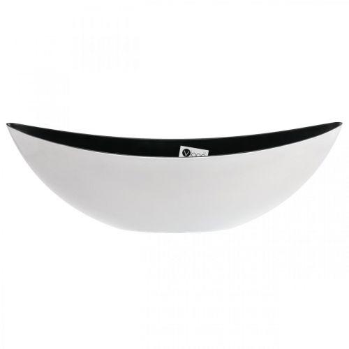 Floristik24 Bol déco ovale blanc, bol végétal noir plante navire 55cm