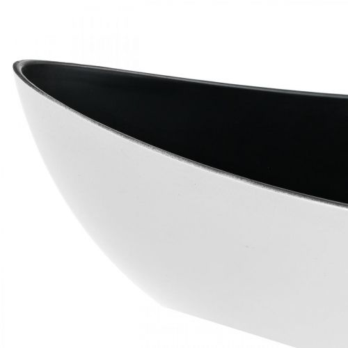 Floristik24 Bol déco ovale blanc, bol végétal noir plante navire 55cm
