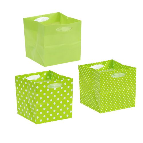 Floristik24 Sac plastique 10.5cm x 10.5cm x 10.5cm Vert 12pcs