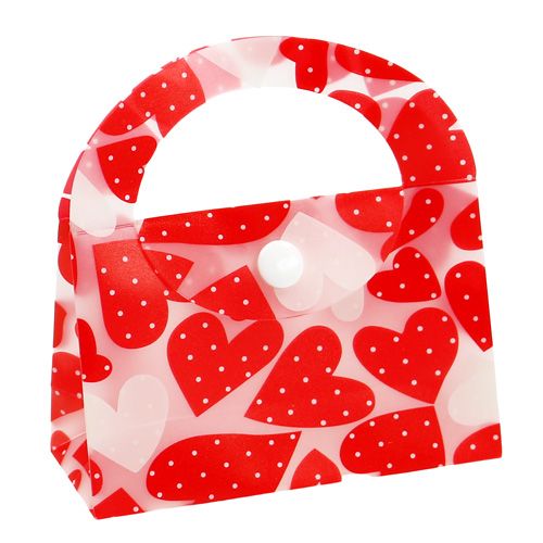 Floristik24 Sac en plastique motif coeur 9 x 9,5 x 3,5 cm 10 p.