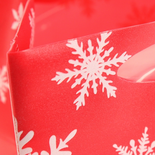 Floristik24 Sac en plastique rouge avec flocons de neige 20,5 cm 12 p.