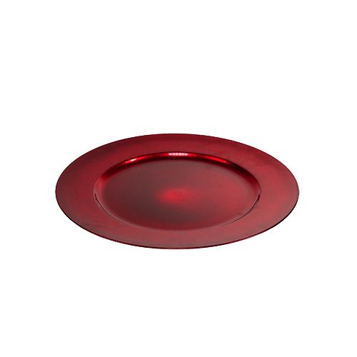 Assiette matière synthétique Ø 25 cm rouge avec effet verni