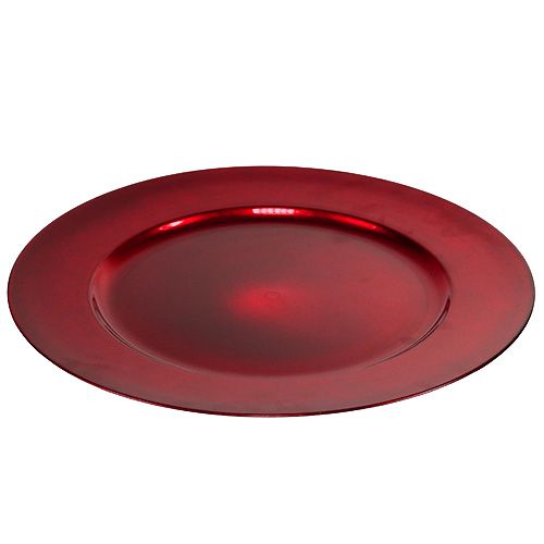 Assiette en plastique Ø33cm rouge avec effet glacé