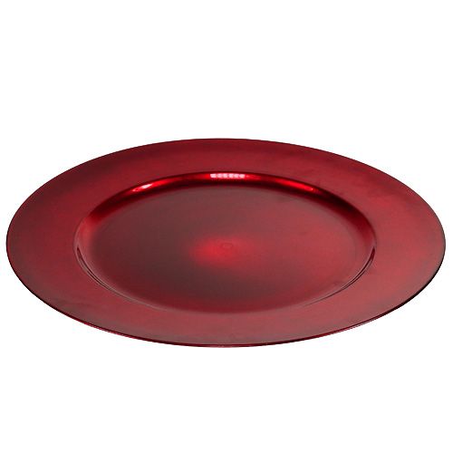 Floristik24 Assiette en plastique Ø33cm rouge effet glacé