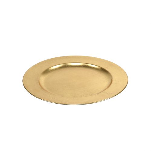 Article Assiette en plastique 25cm dorée effet feuille d&#39;or