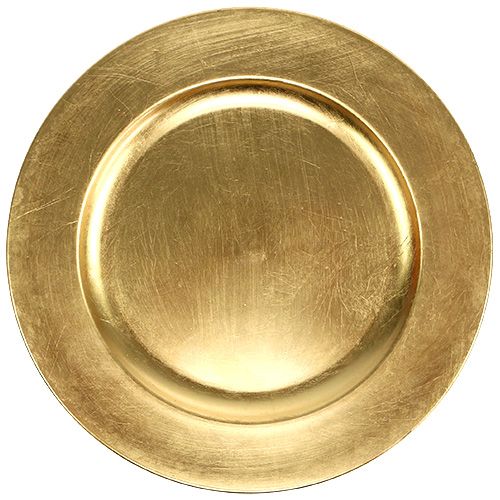 Floristik24 Assiette en plastique Ø33cm or avec effet feuille d&#39;or