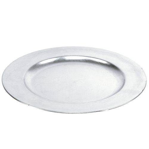 Article Assiette en plastique argenté Ø33cm avec effet vernis