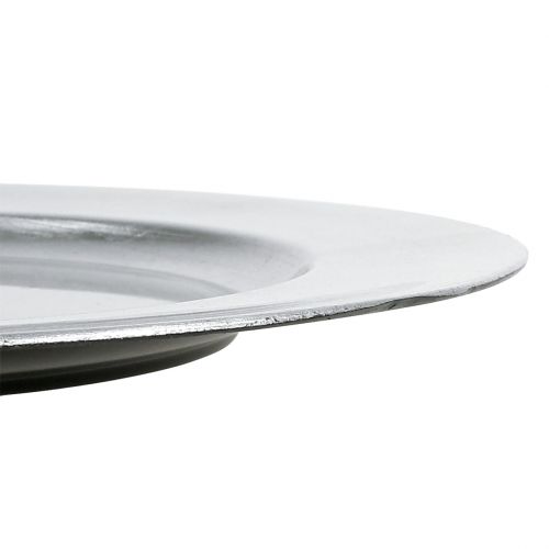Article Assiette en plastique argenté Ø33cm avec effet vernis
