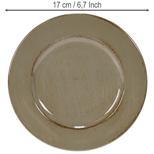 Set de 6 petits plateaux de présentation décoratifs 17 cm - Vert et marron | Floristik24.fr