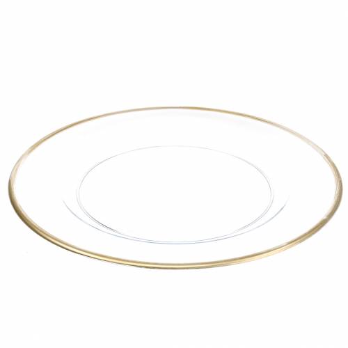 Floristik24 Assiette décorative bord doré plastique transparent Ø33cm
